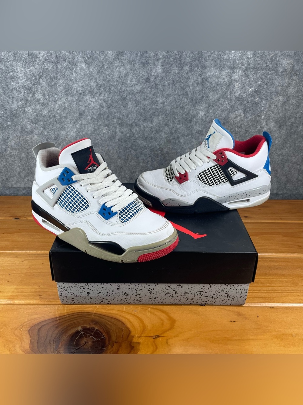Nike Air Jordan 4 Retro GS Military Blue Fire Red 408452-146 Size 5.5Y Women’s 7